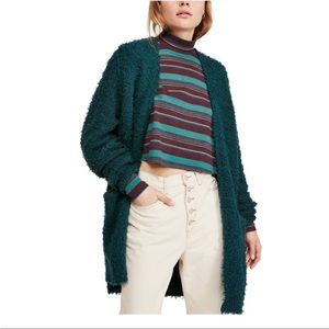 Free People Once in a Lifetime open front Cardigan in green, size small